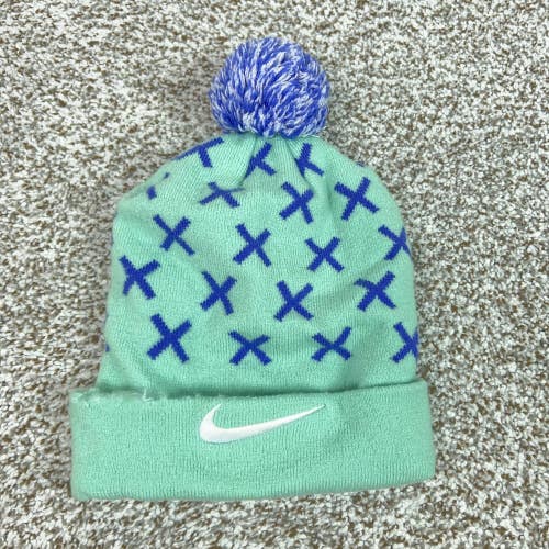 Nike Hat Beanie Mens One Size Green XC Cross Regionals Pom Winter Swoosh Sports