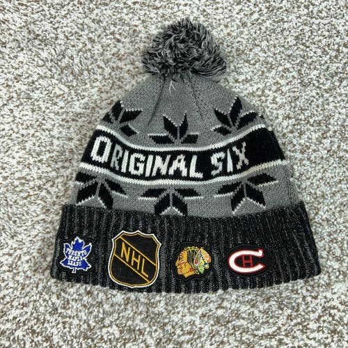 Original Six Hat Beanie Mens One Size Gray NHL Hockey Old Time Hockey Knit Sport