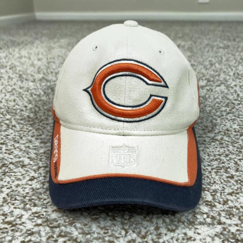 Chicago Bears Hat Cap Strap Back Mens One Size White Navy NFL Football Reebok