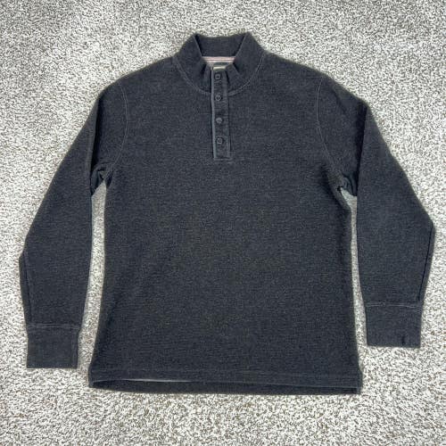Relwen Sweater Mens XL Gray Henley Mock Neck Thermal Waffle Knit Casual Hiking