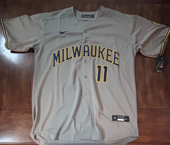 Milwaukee Brewers Jackson Chourio #11 Away Grey Jersey Adult Large NWT