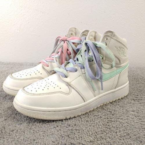 Nike Air Jordan 1 Mid Phantom Girls Size 5.5Y Shoes White Sneakers Lace Up