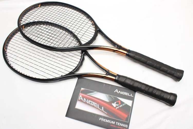 MINT PAIR: ANGELL CUSTOM TC100 310g (16X19) TENNIS RACQUET (4 1/2) SEQUENTIAL #