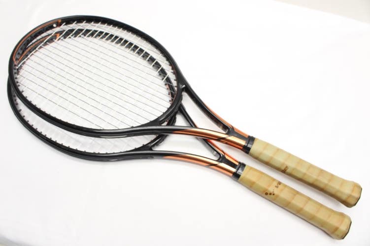 *USED* PAIR: ANGELL CUSTOM TC100 (16X19) TENNIS RACQUET (4 1/4) SEQUENTIAL #