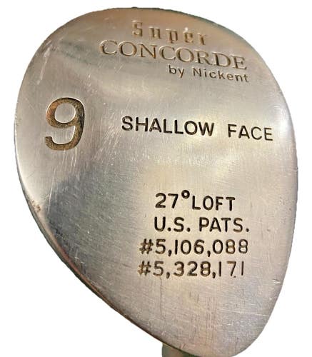 Nickent Super Concorde Shallow Face 9 Wood 27* Regular Steel 40" RH New Mid Grip