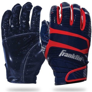 New HI-TACK YTH SM NV/RD FOOTBALL GLOVES 11860-FRA28302F1