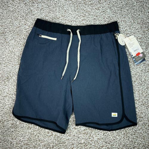 Vuori Banks Shorts Mens Small Blue Azure Linen Texture Athletic Swim Trunks R2