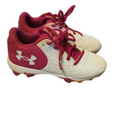 Used Under Armour 3026607-101 BB/SB Cleats Pink Junior 04 11730-S000069705