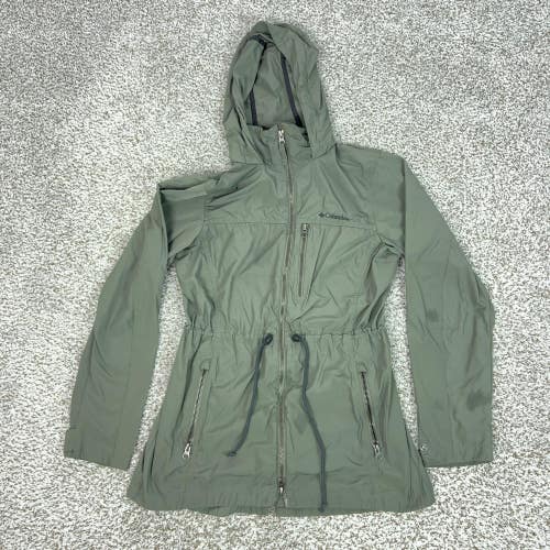 Columbia Coat Womens Small Green Hooded Lightweight Parka Zip Pockets Outdoor