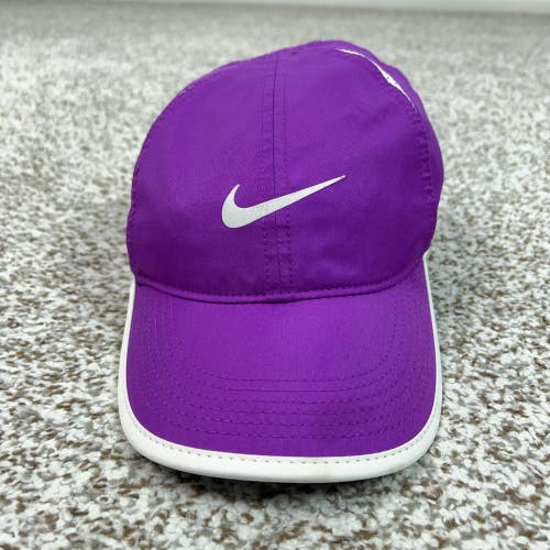 Nike Hat Cap Strap Back Mens One Size Purple Dri-FIT Running Featherlight Swoosh