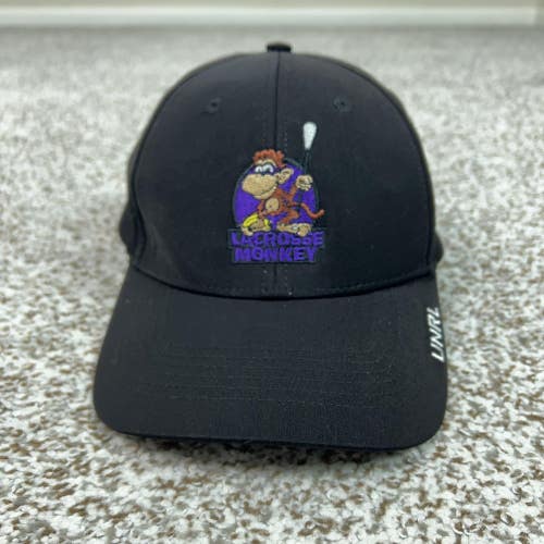 UNRL Hat Cap Snap Back Mens One Size Black Lacrosse Monkey Cartoon Sports Logo