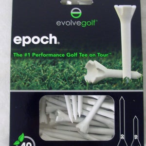 Evolve Epoch Performance Tees 40Pk Mix (2.75", 1.5") White Golf Tee NEW