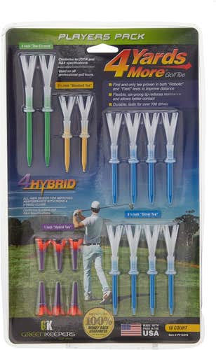 4 More Yards Golf Tees (Players Pack 4",3.25",2.75",1.75") GreenKeepers NEW