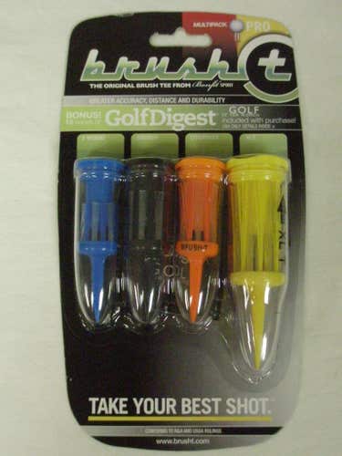 Brush-T Multi Size Golf Tees 4pk (XLT, Oversize, Driver, FW) w/Marker NEW