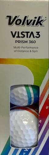 Volvik Vista3 Prism 360 Golf Balls (White, 3pk) 1 Sleeve NEW