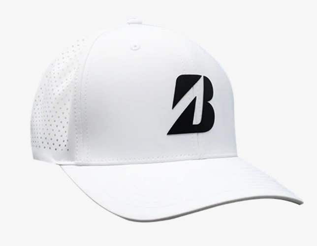 Bridgestone Tour Vented Cap (White, Adjustable) Golf Hat NEW