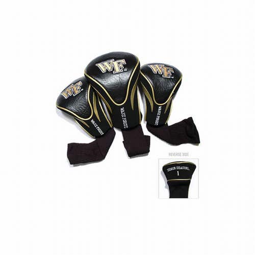 Team Golf Contour Golf Club Headcovers 3pk (Wake Forest, Black) NCAA NEW