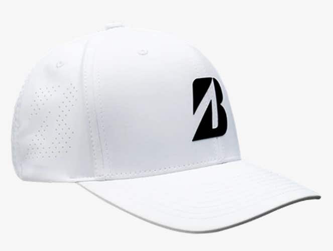 Bridgestone Performance Tech Hat (White, Adjustable) Golf Cap NEW