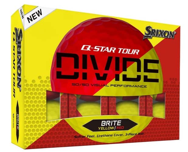 Srixon Q-Star Tour Divide Golf Balls (Brite Yellow/Red 12pk)1dz 2024  NEW