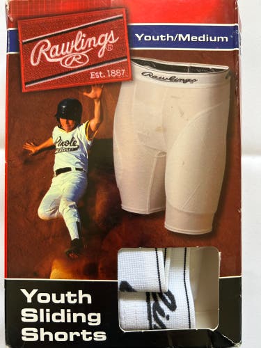 White Medium Kids Unisex Rawlings Shorts (New)
