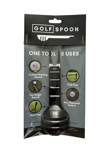 Golf SPOON 5-in-1 Tool (Divot Tool/Stencil/Alignment/Club Rest/Tee Marker) NEW