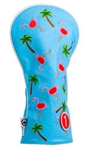 Pins & Aces Dancing Flamingos Driver Headcover (Blue/Pink) Golf 2025 NEW