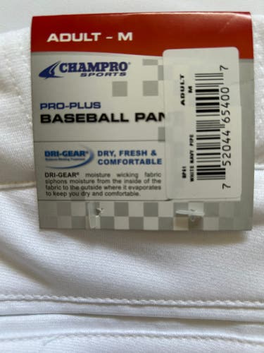 White Men's Medium Adult Champro Game Pants (New)