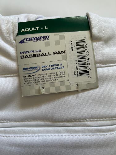 White Men's Large Adult Champro Game Pants (New)