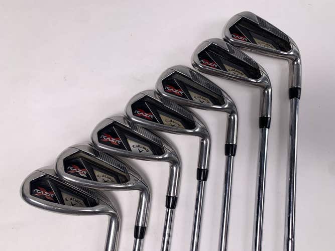Callaway Razr X Iron Set 6-PW+SW+LW Uniflex Steel Mens RH JumboMax Grips +3"