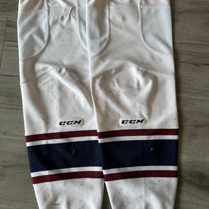 CCM Edge Style Pro Stock Large Hockey Socks White Tulsa Oilers (Used)