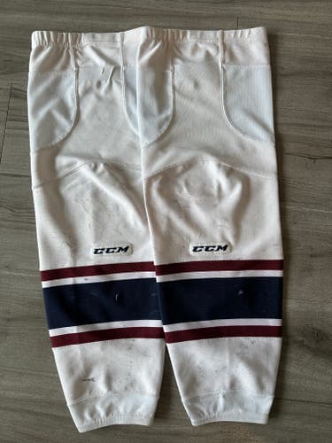 CCM Edge Style Pro Stock Large Hockey Socks White Tulsa Oilers (Used)