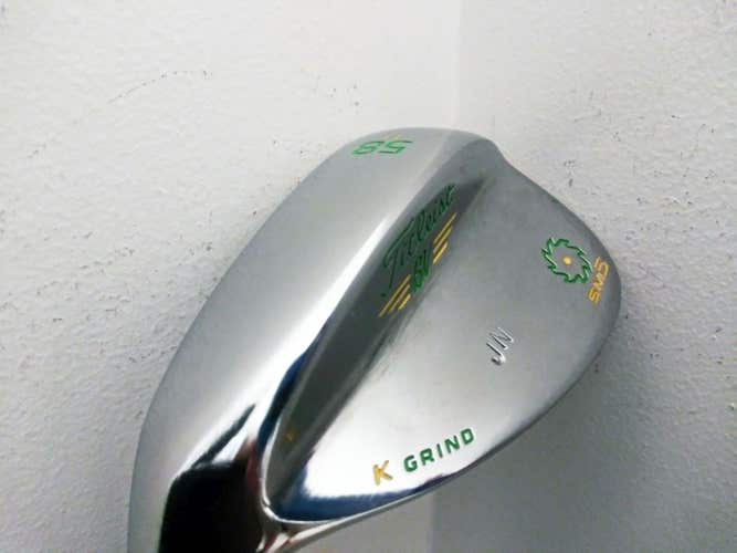 Titleist Vokey SM5 Lob Wedge 58* 11* K Grind (CUSTOM CHROME, Green/Yellow, LEFT)