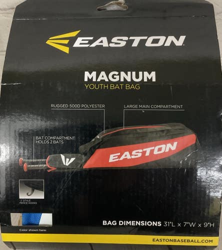 Easton Magnum Youth Bat Baseball Storgae Bag Hold Two Bats Fence Hooks Blue