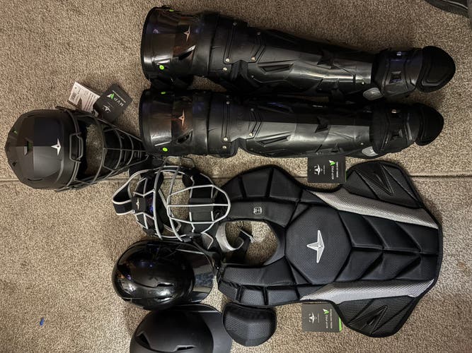 New Black All Star mvp pro Catcher's Set  w/2 piece mask and NEW HOH 34” MITT w/ wrist guard