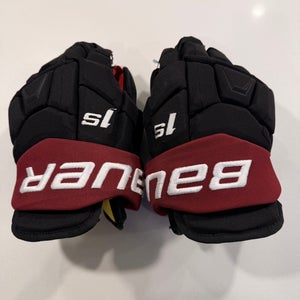 Used Black Arizona Coyotes Bauer Supreme 1S Gloves | Galchenyuk | 13" | E623