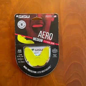 Brand New With Tags Sisu Aero Medium Size Neon Yellow Green Lacrosse Mouthguard