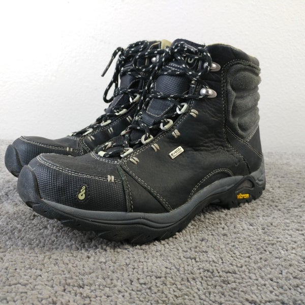 Ahnu Montara Waterproof Hiking Boots Size 8 Black Shoes Lace Up Vibram