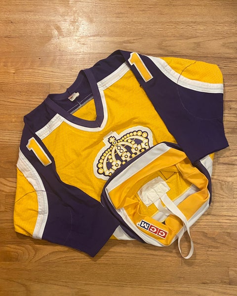 Vintage yellow LA Kings Charlie Simmer authentic CCM hockey jersey
