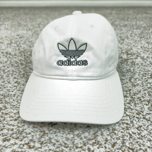 Adidas Hat Cap Strap Back Mens One Size White Trefoil Logo Casual Dad Sports