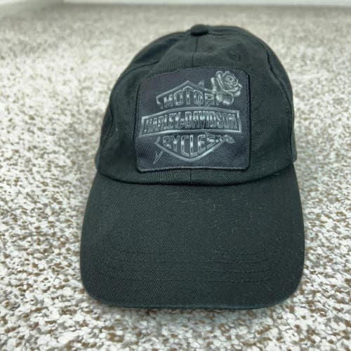 Harley Davidson Hat Cap Strap Back Womens One Size Black Ponytail Patch Biker