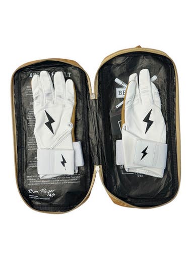 Used PREMIUM PRO LONG CUFF BB/SB Batting Gloves White MD 11835-S000203972