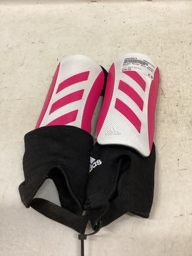 Used Adidas Soccer Shin Guards Junior White And Pink LG 11725-S000498673