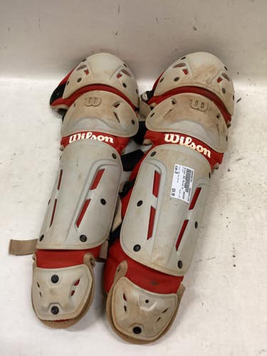 Used Wilson JEZ Catchers Leg Guards Red And White Junior 11725-S000498707