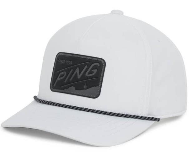 PING Phoenician FlexFit Tech 110 Adjustable Snapback Rope Golf Hat Cap White NEW