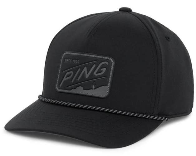 PING Phoenician FlexFit Tech 110 Adjustable Snapback Rope Golf Hat Cap Black NEW