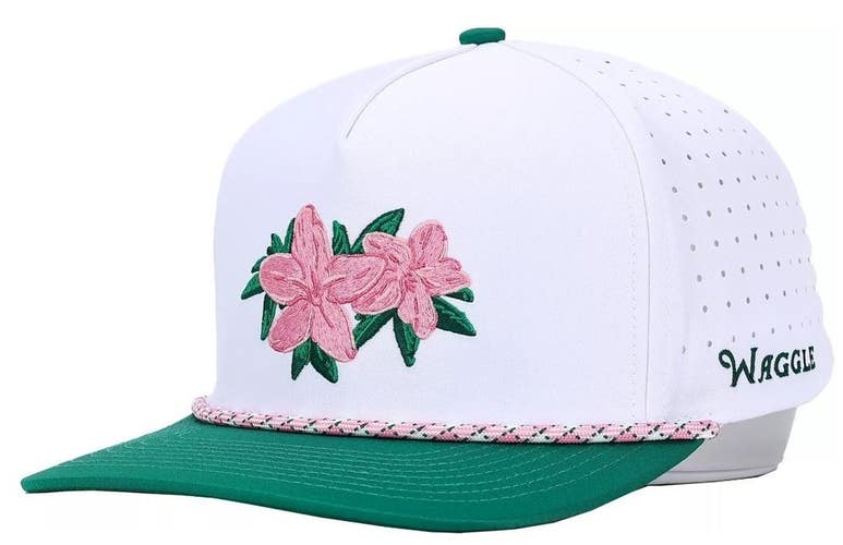 Waggle Azaleas Snapback Golf Hat Cap White/Pink/Green One Size NEW