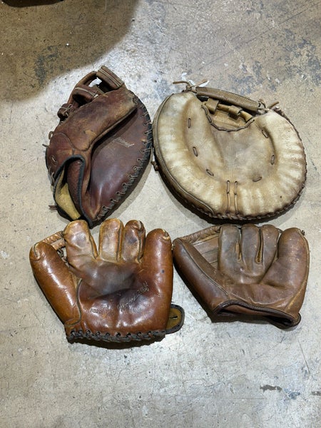 4 Vintage Leather Baseball Gloves