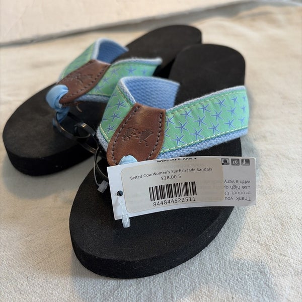 Brand New Womens Size 5 Belted Cow Starfish Jade Sandals