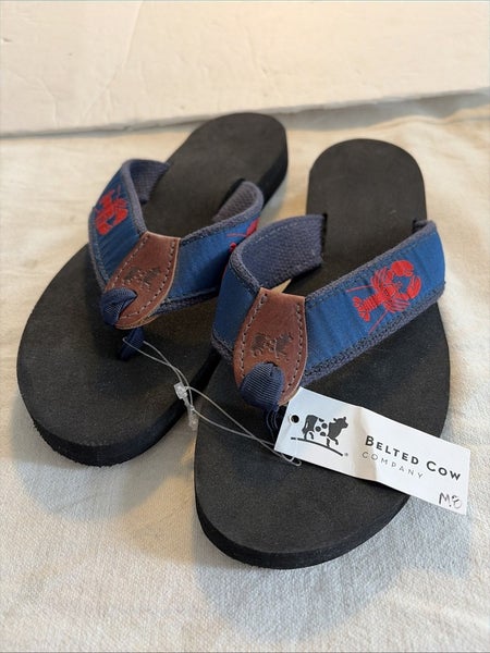 Brand New Mens Size 8 Belted Cow Lobster Flip flops Sandals