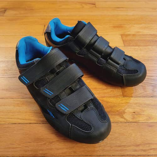 Tommaso Womens Pista 100 Cycling Road Black Hook & Loop Shoes US 7.5 / EU 38